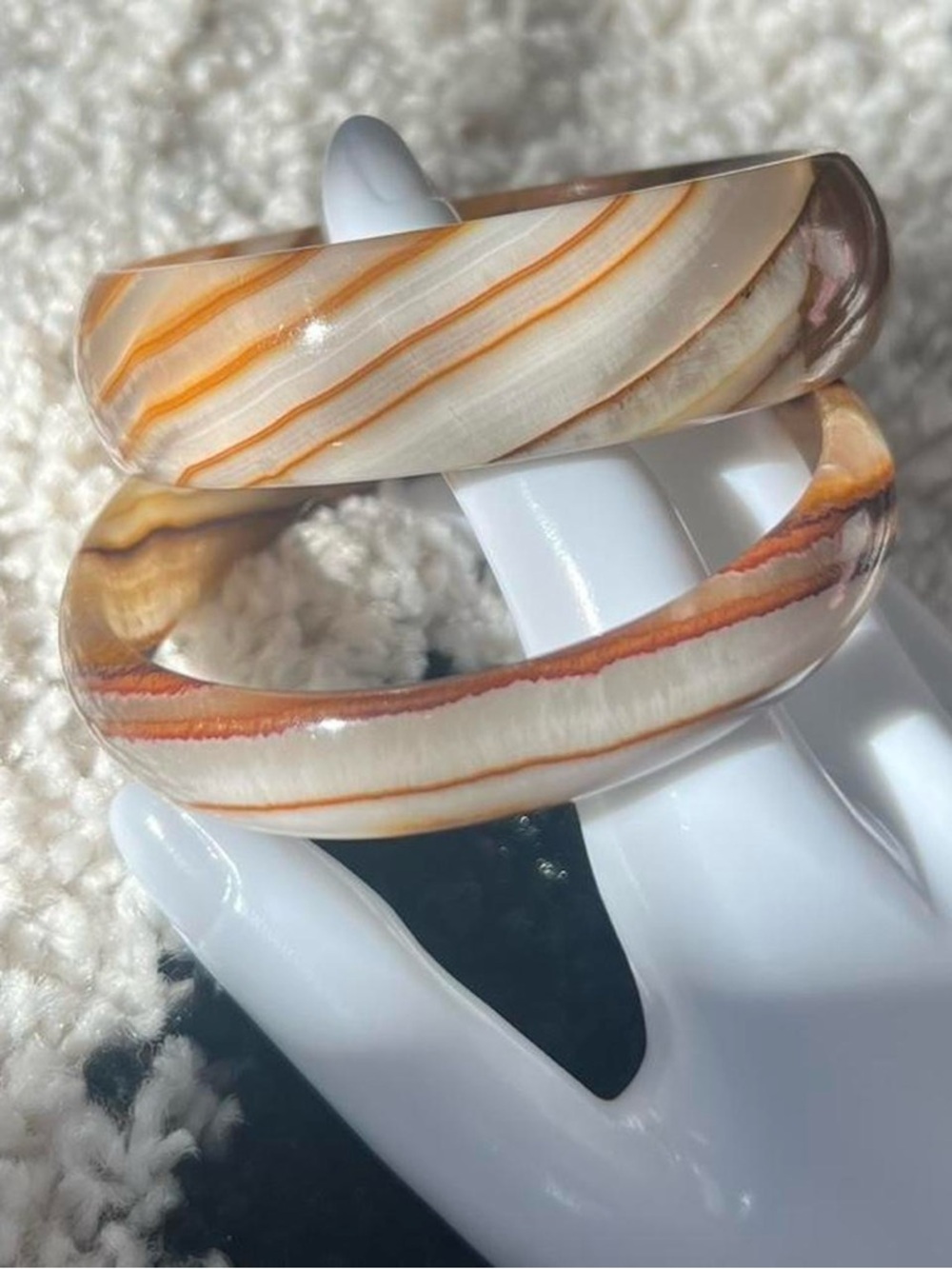 Natural Agate bangle bracelet set of two